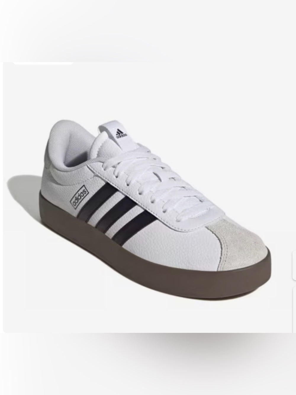 Adidas VL Court 3.0 Sneakers White Black Stripe Gum Sole Women's Size 7.5